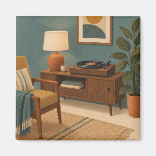 Íman Tocador de Vinil Aconchegante em Sala em Azul Turq