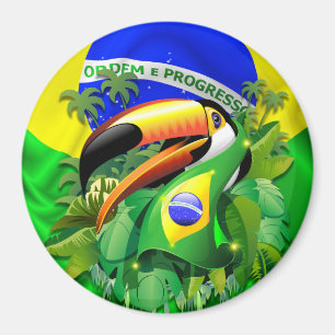 Íman Toco Toucan com bandeira do Brasil
