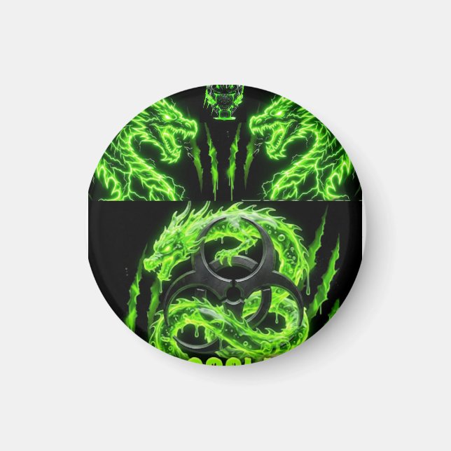 Íman TOCOCLAWS Dragões Gêmeos Neon Verde Relâmpago  (Frente)