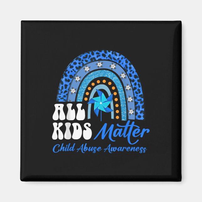 Íman Todas as Crianças - Abuso Infantil Azul-Arco-Íris  (Frente)