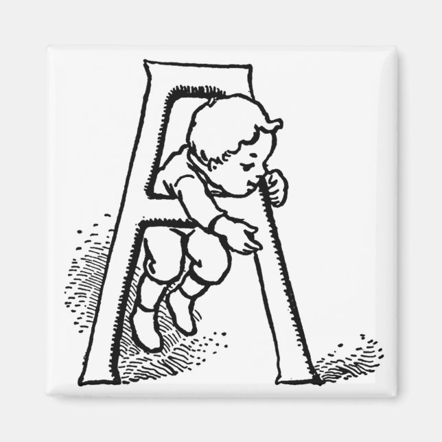 Íman Toddler Subindo Letra 'A' - Magnet (Frente)