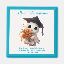 Íman 🎓 Todo texto personalizável Chibi Blue Graduação