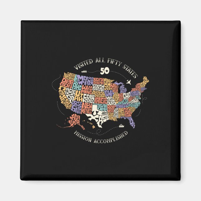 Íman Todos Os 50 Estados-Membros Visitaram O Mapa Dos 5 (Frente)