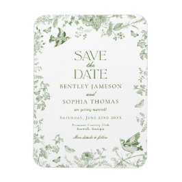 Íman Toile De Jouy Verde Vintage Floral Salve a Data
