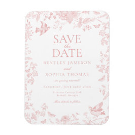 Íman Toile Rosa De Jouy Floral Francês Salve a Data