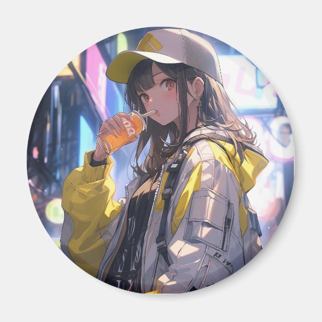 Íman Tokyo Girl | 東京娘 GenerartiveAI シール (Frente)