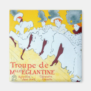 Íman Tolouse-Lautrec Dancing Girls Yellow Poster Art