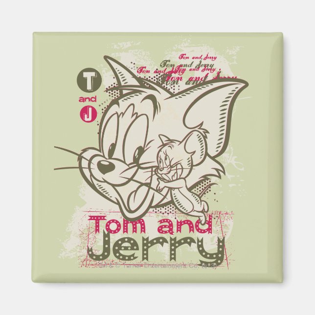 Íman Tom e Jerry Rosa e Verde (Frente)