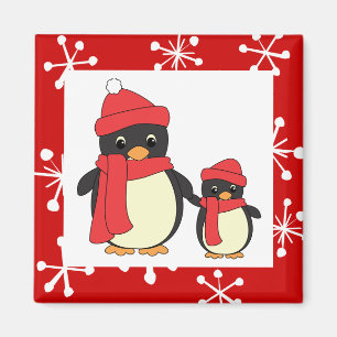 Íman Tomando o pinguim pequeno para uma caminhada