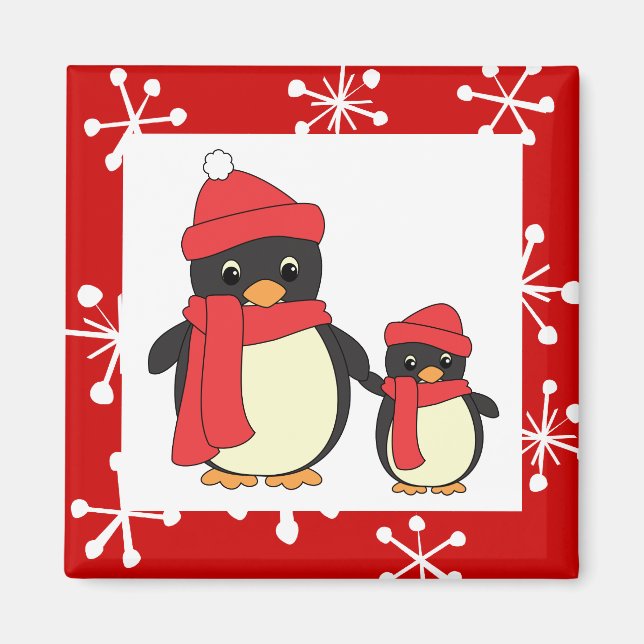 Íman Tomando Pinguim Pequeno para uma Caminhada (Frente)