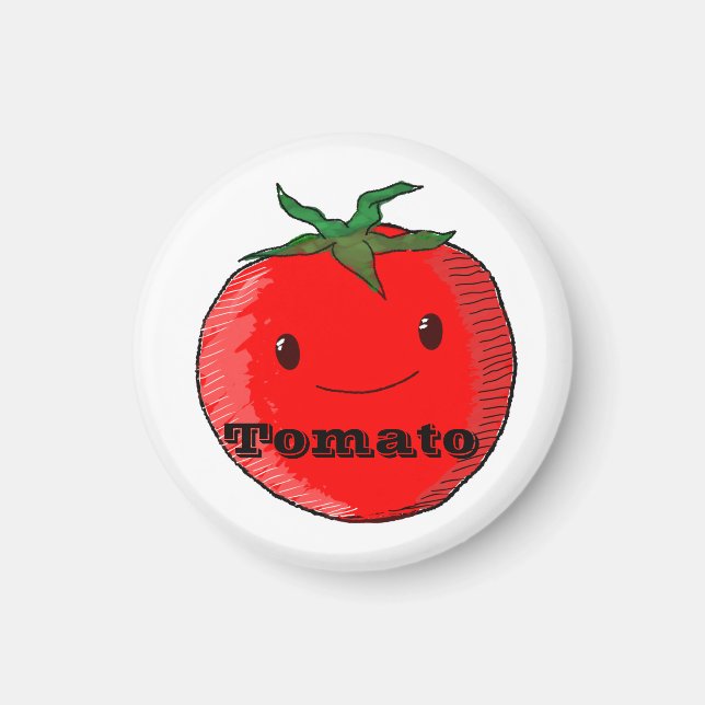 Íman Tomate De Cartoon Bonito Com Texto (Frente)