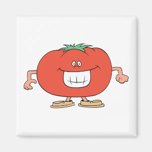 Íman tomate de desenho animado feliz e bobo