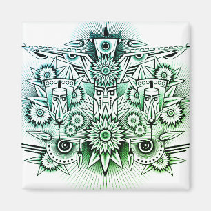 Íman Tonalidade Verde de Design Tribal