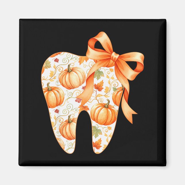 Íman Tooth Coquette Bow Dentist Thanksgiving Dental Ist (Frente)