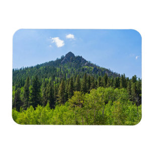 Íman topo montanhoso rochoso e bosques no portão dourad