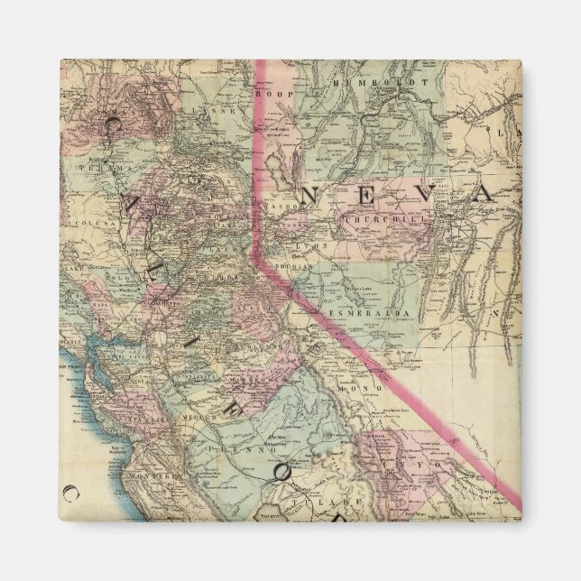 Íman Topografic Railroad and County Map, Califórnia (Frente)
