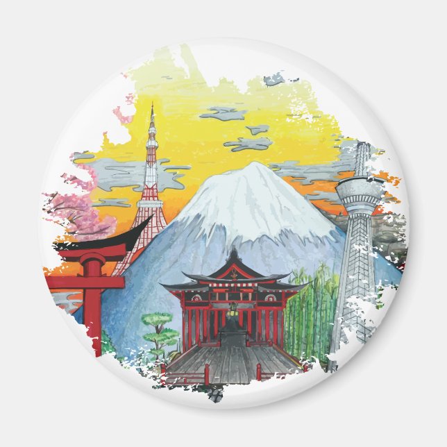 Íman Tóquio com a Arte Original do Monte Fuji (Frente)