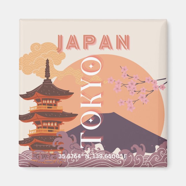 Íman Tóquio Japão Viagem Art, Viagens vintage Art (Frente)