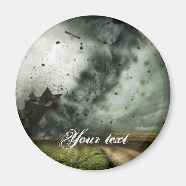 Íman Tornado destruindo meteorologia de tempestade case (Frente)