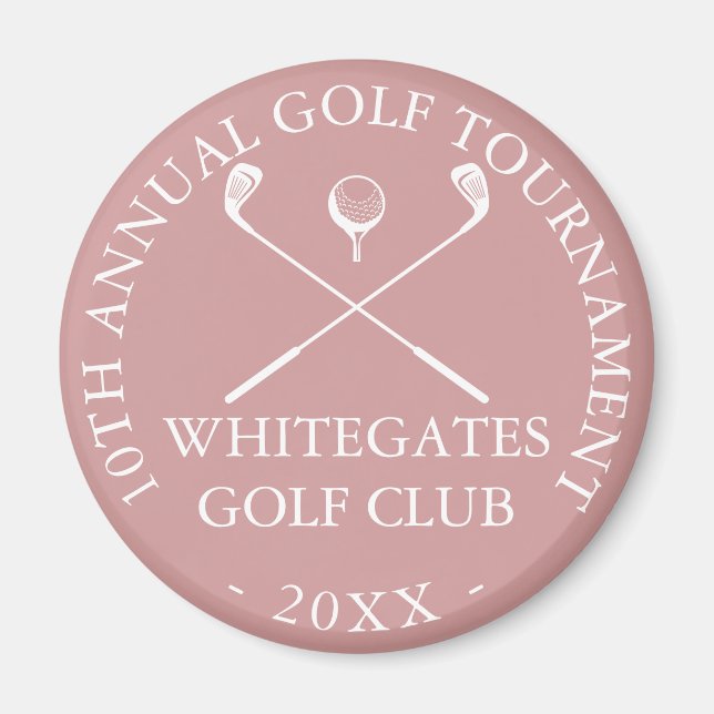 Íman Torneio de Clube de Golfe Rosa Empoeirado Personal (Frente)