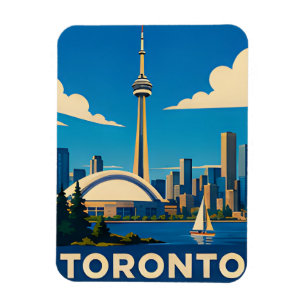 Íman TORONTO — Torre CN & Paisagem do Lago Retro Escape