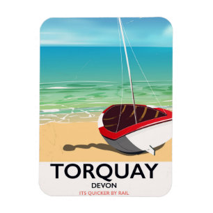 Íman Torquay Devon, poster de viagens de proteção