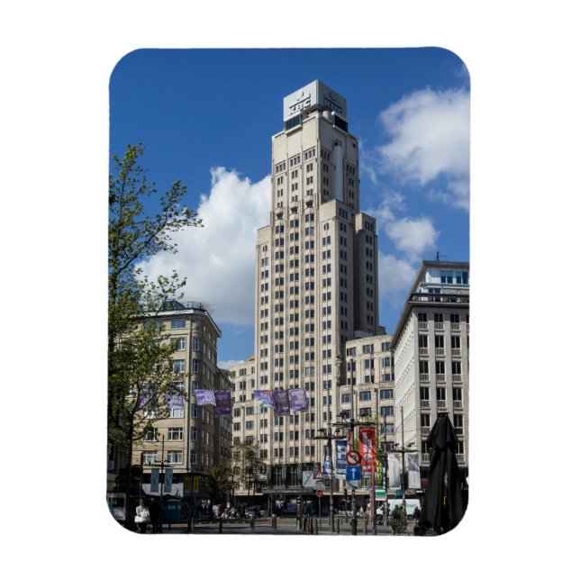 Íman Torre Boerentoren em Art Déco, panorama de Antuérp (Vertical)