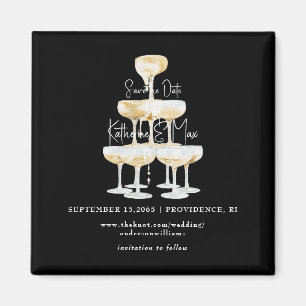 Íman Torre de Champanhe Black Save the Date de Casament