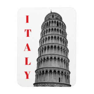 Íman Torre de Pisa Itália Preto e Branco