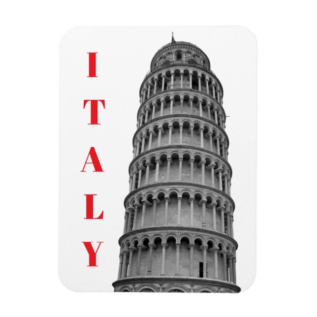 Íman Torre de Pisa Itália Preto e Branco (Vertical)
