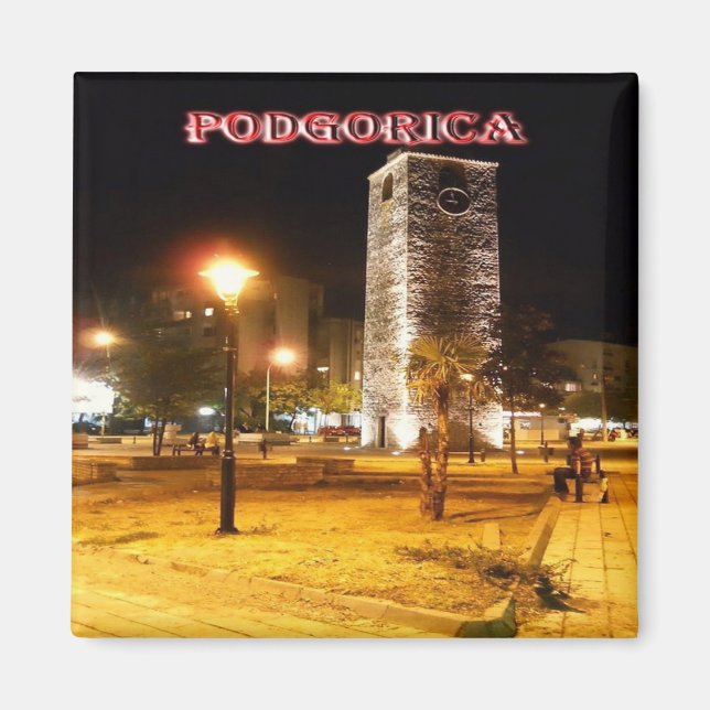 Íman Torre de relógio do zME013 PODGORICA à noite, gela (Frente)