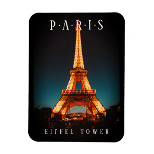 Íman Torre Eiffel À Noite, Paris, Preto