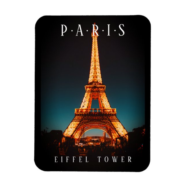 Íman Torre Eiffel À Noite, Paris, Preto (Vertical)