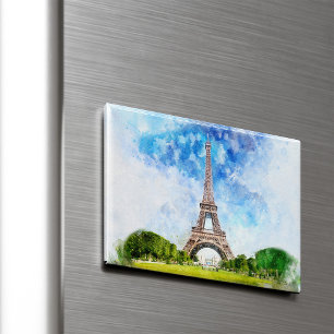 Íman Torre Eiffel Aquarela Arte de Impressão da Silhuet