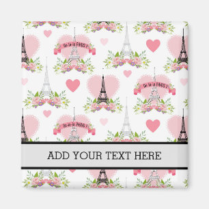 Íman Torre Eiffel Flor Corações Rosa Paris Francês