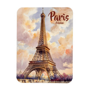 Íman Torre Eiffel Paris Pôr do Sol Aquarela Viagem Pers