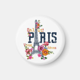 Íman Torre Eiffel Paris Shirt Salut Flor Paris Fra