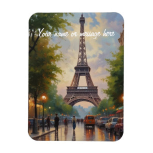 Íman Torre Eiffel Paris Viagem Arte Retro Nome