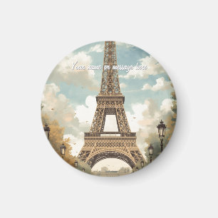 Íman Torre Eiffel Paris Viagem Arte Vintage Retro Nome