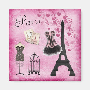 Íman Torre Eiffel preta cor-de-rosa chique da forma de