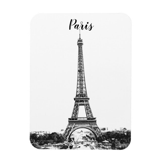 Íman Torre Eiffel preto e branco (Vertical)