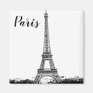 Íman Torre Eiffel preto e branco