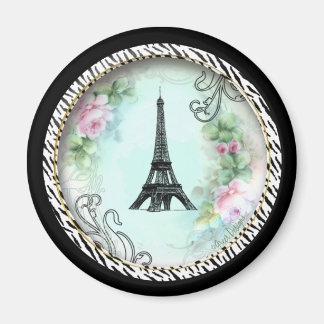Íman Torre Eiffel Rosas Rosa e Impressão Zebra