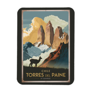 Íman Torres del Paine Chile Ilustração Arte de Viagem