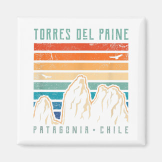 Íman Torres del Paine T Shirt Retro Chile Mountain Hiki