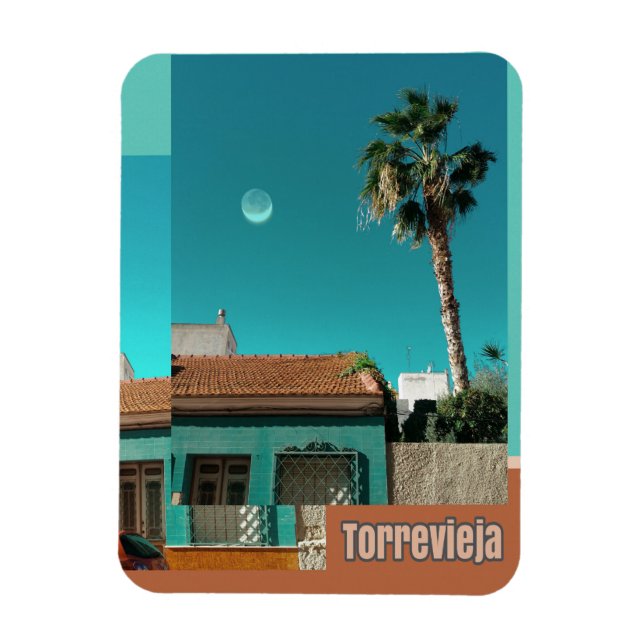 Íman Torrevieja em Laranja e Turquesa (Vertical)