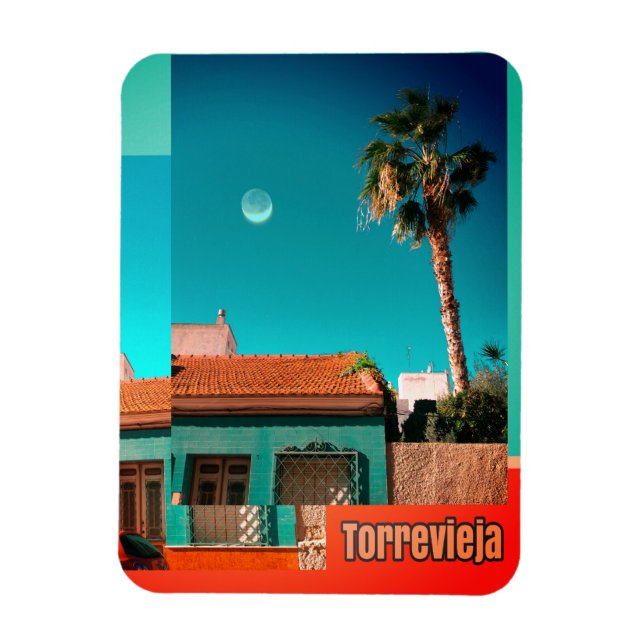 Íman Torrevieja em Laranja e Turquesa (Vertical)