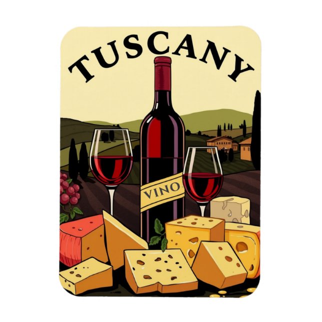 Íman Toscana Itália Vinho e Queijo Viagem de Arte Culin (Vertical)