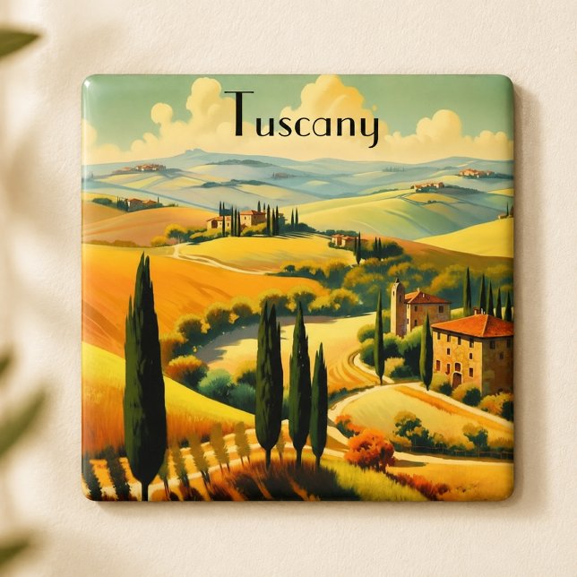 Íman Toscana Rústica Vintage com Texto Personalizado (Criador carregado)