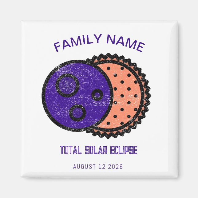 Íman Total de Eclipse Solar 2026 Personalizado (Frente)